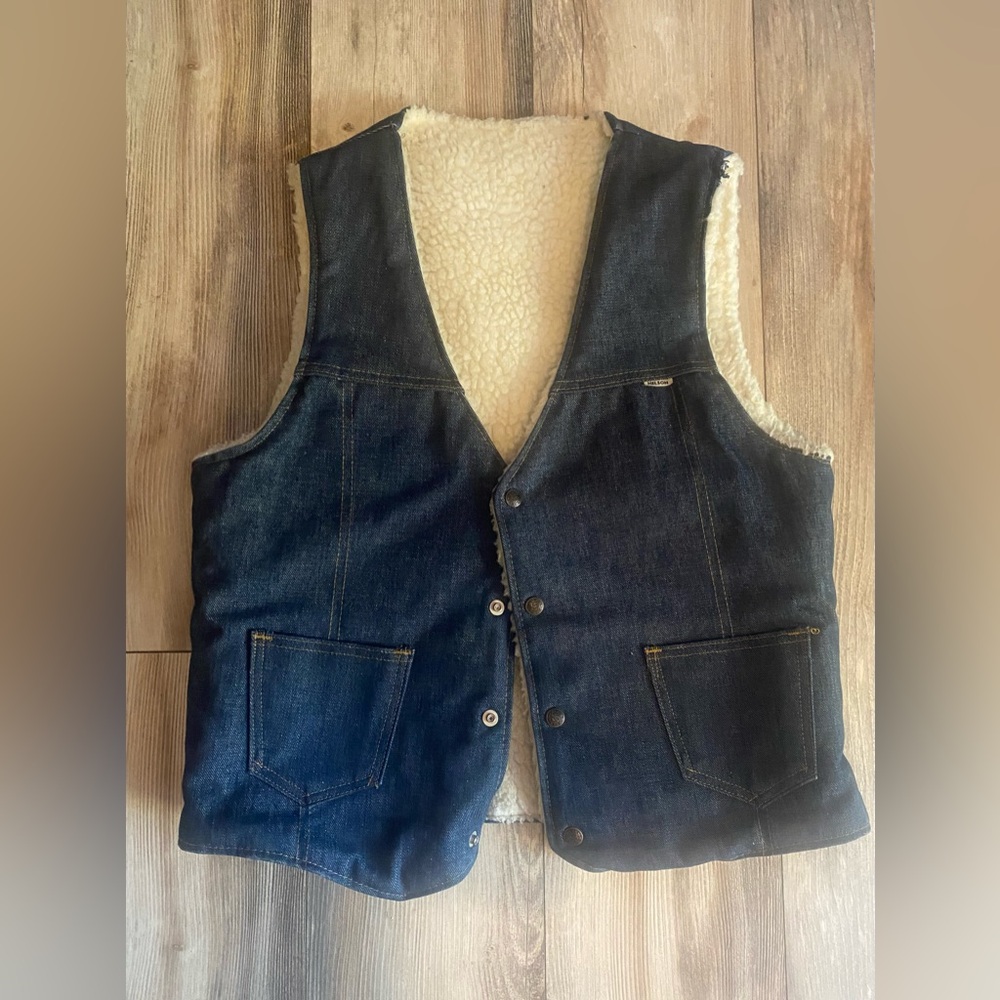 Vintage Nelson Denim Vest Sherpa Lined Size M